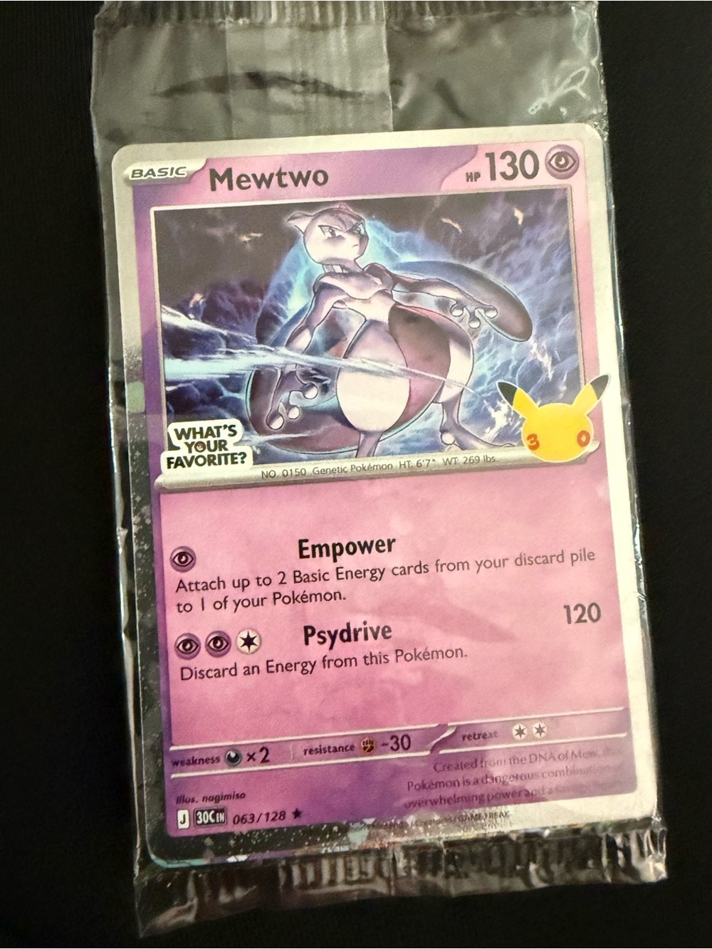 Mewtwo Promo Card 30 Anniversary Trading Card